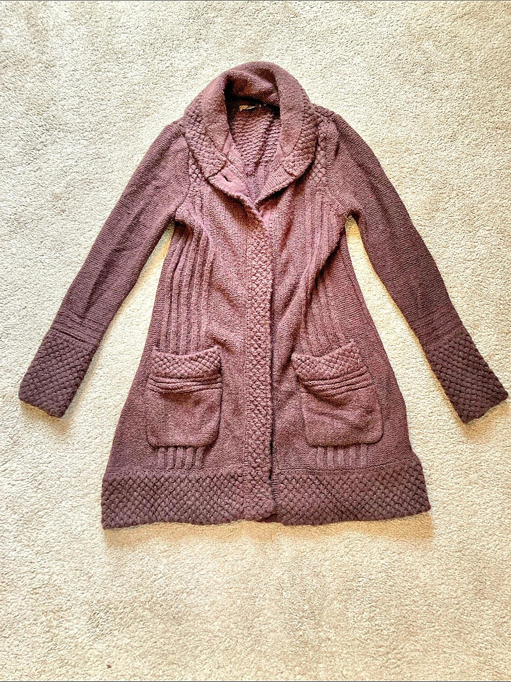 prAna Sukie Sweater Textured Knit Cardigan brown Small